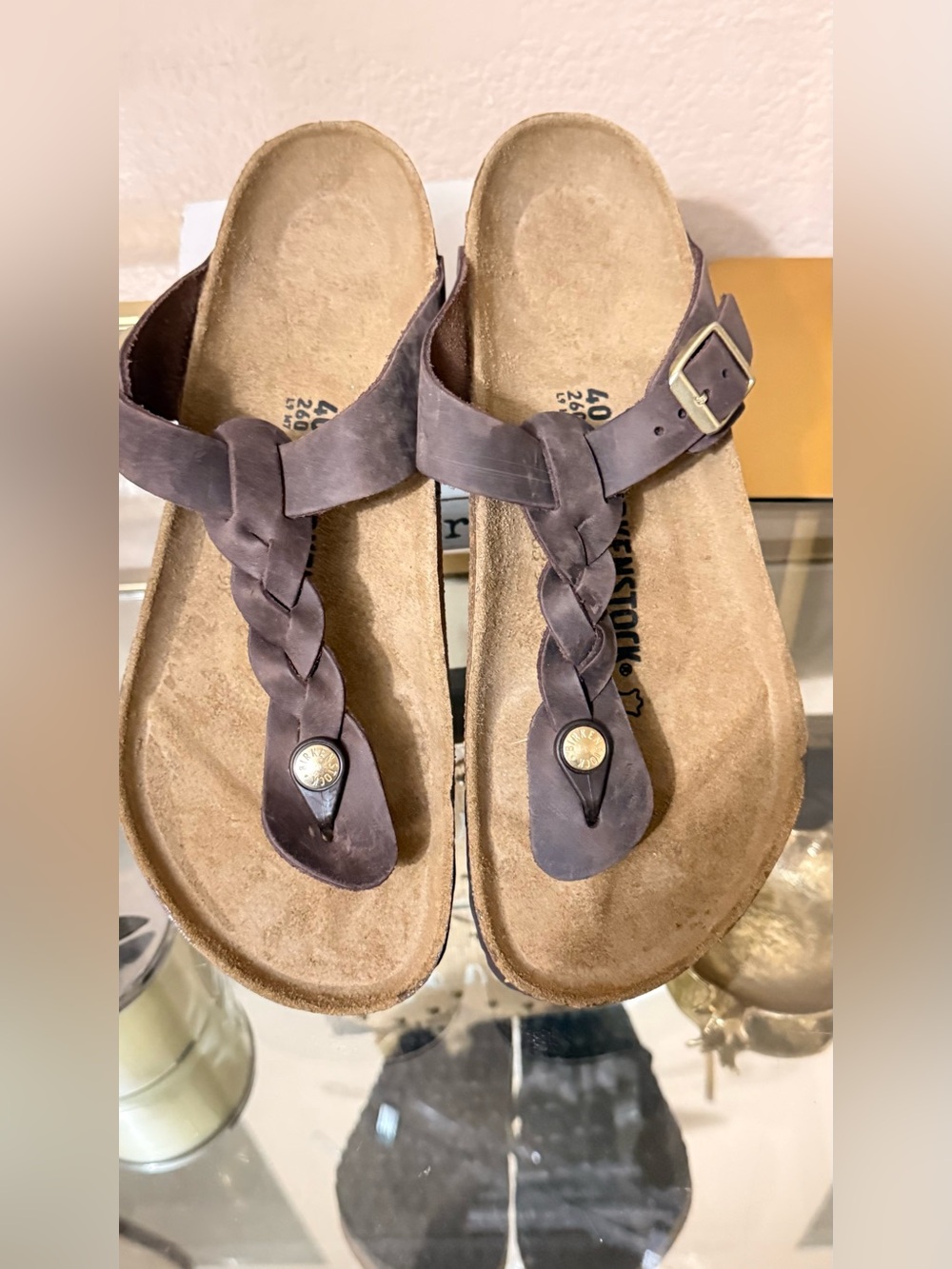 Birkenstock Women’s Dark Brown Braided Thong Sandals